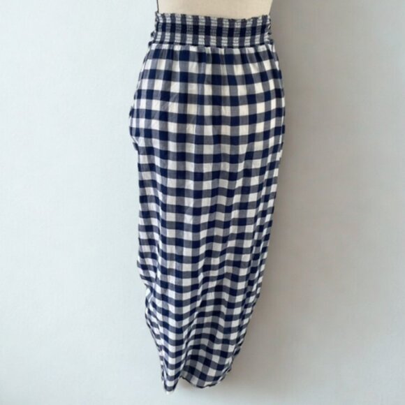 J.Crew Re-Imagined NWOT Gingham Tie-Front Midi Skirt S - Navy White Sustainable - Picture 3 of 4